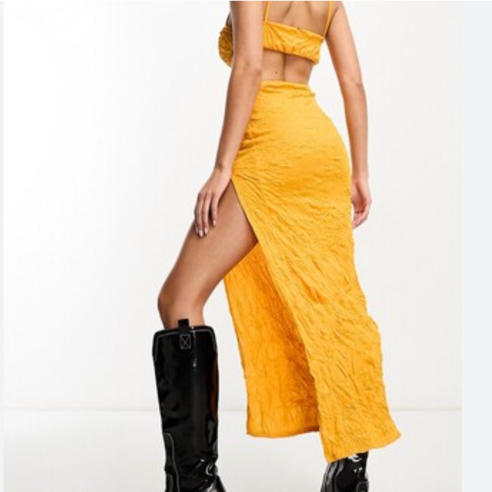 SHEIN Vibrant Yellow Midi Skirt